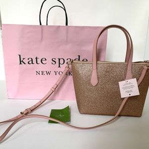 Kate Spade Joeley Glitter Small Tote Rose Gold